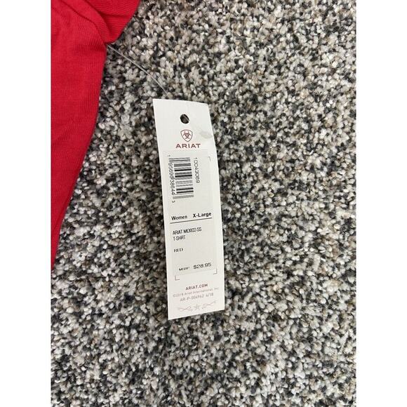 Women’s Ariat Red Mexico T-shirt Short Sleeve NWT Size XL Cotton - Picture 6 of 7